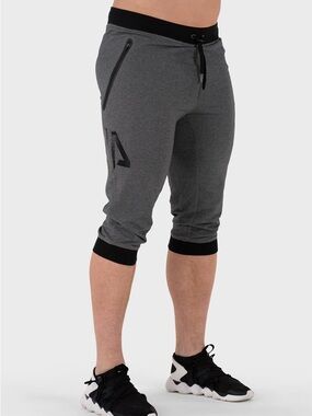 Alpha Prime Men's Athletic Training Shorts in Gray with Black Trim